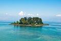 Pontikonisi or Mouse island in Ionian sea. Corfu island,Greece. Royalty Free Stock Photo