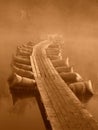 Ponton in the day of the First World War, sepia Royalty Free Stock Photo