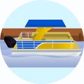 Pontoon Boat at The Bank of a River Vector Illustration