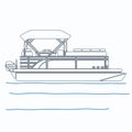 Outline Style Side View Pontoon Boat Vector Illustration Royalty Free Stock Photo