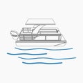 Top Side View Outline Style Pontoon Boat Vector Illustration Royalty Free Stock Photo