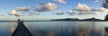 Pontoon on lagoon at morning Royalty Free Stock Photo