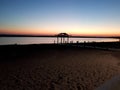 The pontoon of Marennes beach one evening