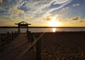 The pontoon of Marennes beach one evening Royalty Free Stock Photo