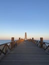 Pontoon platform at sunset in Port Leucate in the south of France