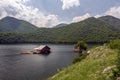 Pontoons house in Vacha Dam, Devin Municipality, South Bulgaria Royalty Free Stock Photo