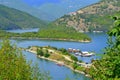 Houseboats in beautiful lake scenery Royalty Free Stock Photo