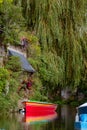 Historical wash house and boat, Pontrieux, Brittany, France Royalty Free Stock Photo