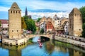 Ponts Couvert bridge and towers in Strasbourg, France Royalty Free Stock Photo