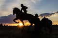 Pony Express Statue in Sunset near Casper, Wyoming