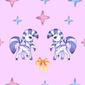 Pony pattern painted with watercolor