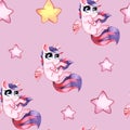 Pony pattern painted with watercolor