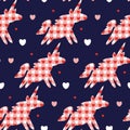 Pony pattern. Print with silhouettes of unicorns in love