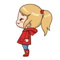 Cartoon little girl with ponytail.