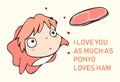 Ponyo Love for valentines day vector