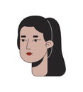 Ponytail young adult middle eastern woman 2D linear cartoon character head