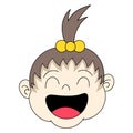 Ponytailed baby girl head laughing happily Royalty Free Stock Photo