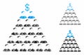 Ponzi pyramid scheme Mosaic Icon of Irregular Pieces Royalty Free Stock Photo
