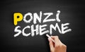 Ponzi scheme text on blackboard