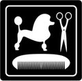Poodle dog, scissors and comb black icon Royalty Free Stock Photo