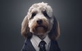 Poodle dog wearing a business suite studio portrait