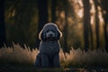 Poodle portrait in nature. Concept of animal life, care, health and pets