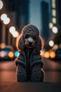 Poodle portrait in nature. Concept of animal life, care, health and pets