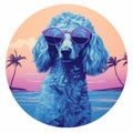 Vibrant Xl Poodle Illustration On Beach With Sunglasses