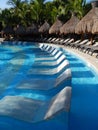 Pool amenities at a tropical resort in Cancun, Mexico Royalty Free Stock Photo