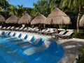 Pool amenities at a tropical resort in Cancun, Mexico Royalty Free Stock Photo