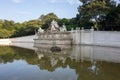 Pool with ancient Neptunbrunnen fountain near the Schonbrunn castle in Vienna, Austria