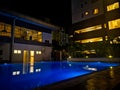 Pool appartments with pool in the night view. Nice