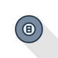 Pool 8 ball, Billiard symbol thin line flat color icon. Linear vector symbol. Colorful long shadow design.