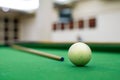 Pool ball on green table close up Royalty Free Stock Photo