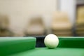 Pool ball on green table close up Royalty Free Stock Photo