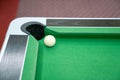 Pool ball on green table close up Royalty Free Stock Photo