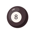 Pool ball with number 8. Eight blackball for English billiards, snooker games. Black hard poolball icon. Realistic flat