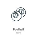 Pool ball outline vector icon. Thin line black pool ball icon, flat vector simple element illustration from editable sports Royalty Free Stock Photo