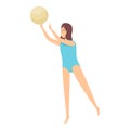 Pool ball play icon cartoon vector. Girl fun party Royalty Free Stock Photo