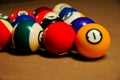 Pool balls on a billiard table. Royalty Free Stock Photo