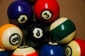 Pool balls on a billiard table. Royalty Free Stock Photo