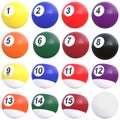 Pool balls with numbers collection isolated on white background Royalty Free Stock Photo