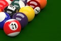 Pool Balls on Pool Table Background, 3D Rendering