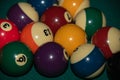 Pool billiard old eight balls table