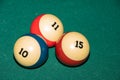 Pool billiard old eight balls table