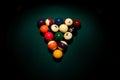 Pool billiard old eight balls table