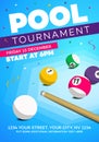 Pool billiards tournament invitation poster template