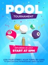 Pool billiards tournament invitation poster template