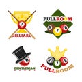 Pool or billiards vector icons set Royalty Free Stock Photo