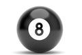 Pool Black Ball number eight isolated on white background. 3D illustration Royalty Free Stock Photo